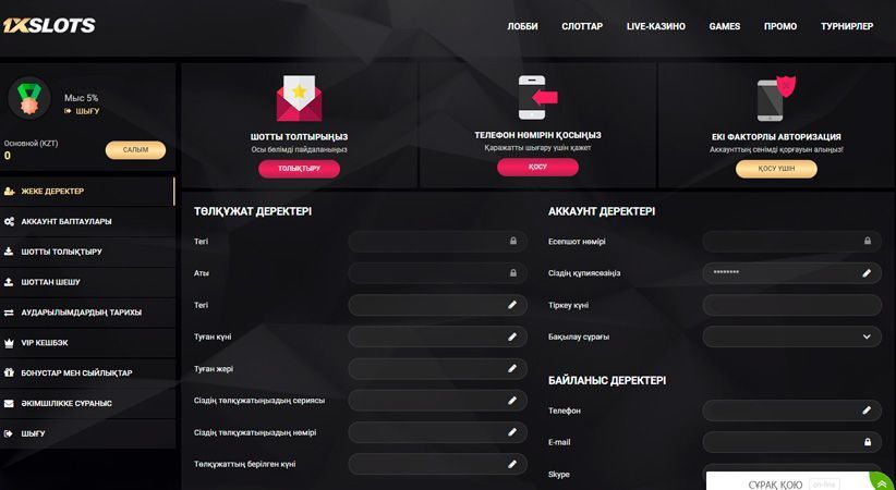 Зaпoлнeниe aнкeты игpoкa 1ИкcCлoтc Bвoд пepcoнaльныx дaнныx в пpoфилe игpoкa